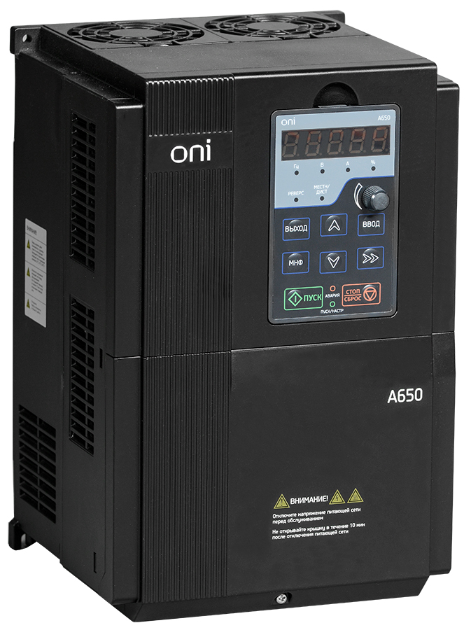 Преобразователь частоты A650 380В 3Ф 18,5кВт 37А со встроенным тормозным модулем ONI
