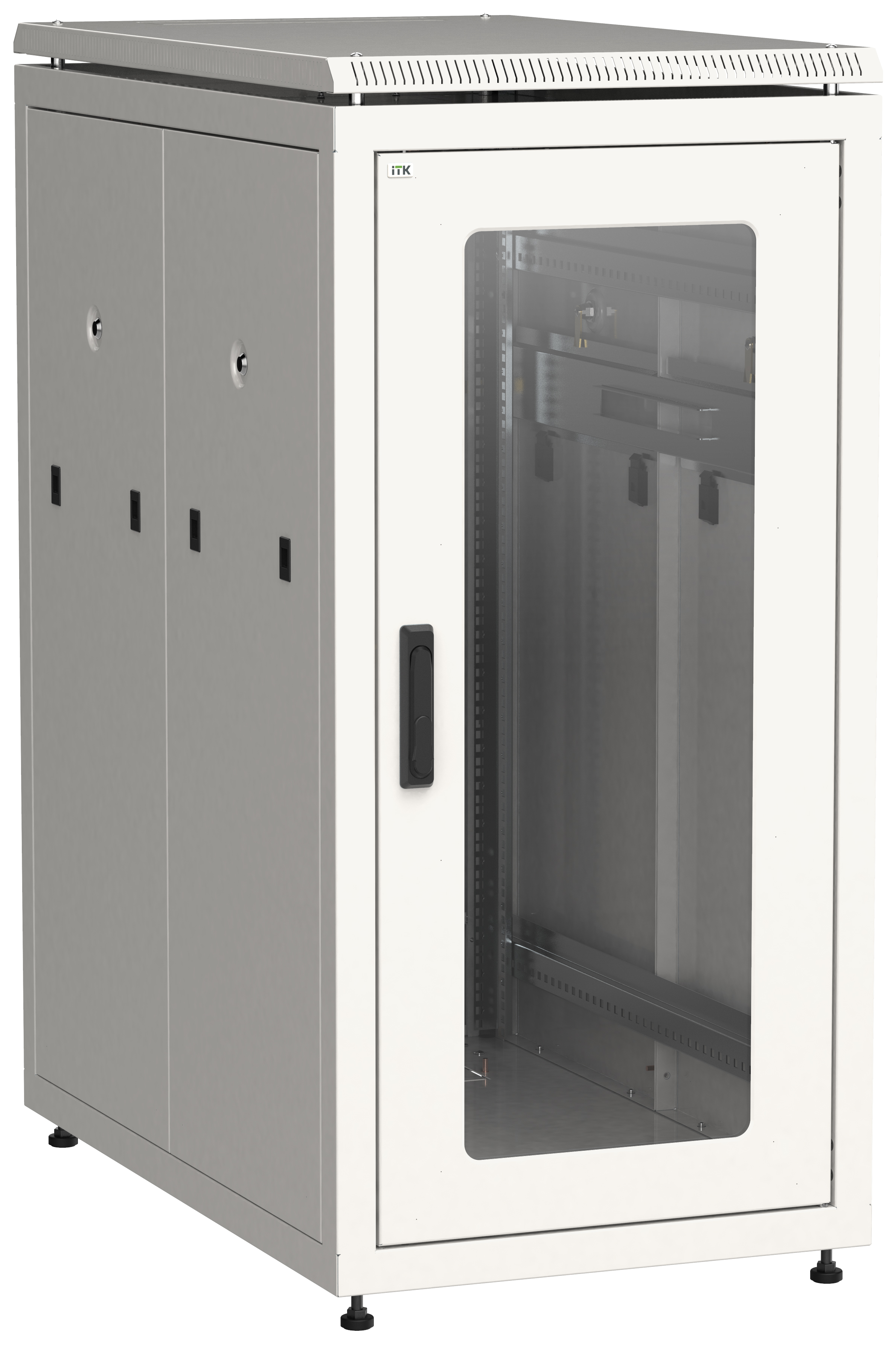 ITK Шкаф сетевой напольный 19" LINEA N 24U 600х1000мм стеклянная передняя дверь серый