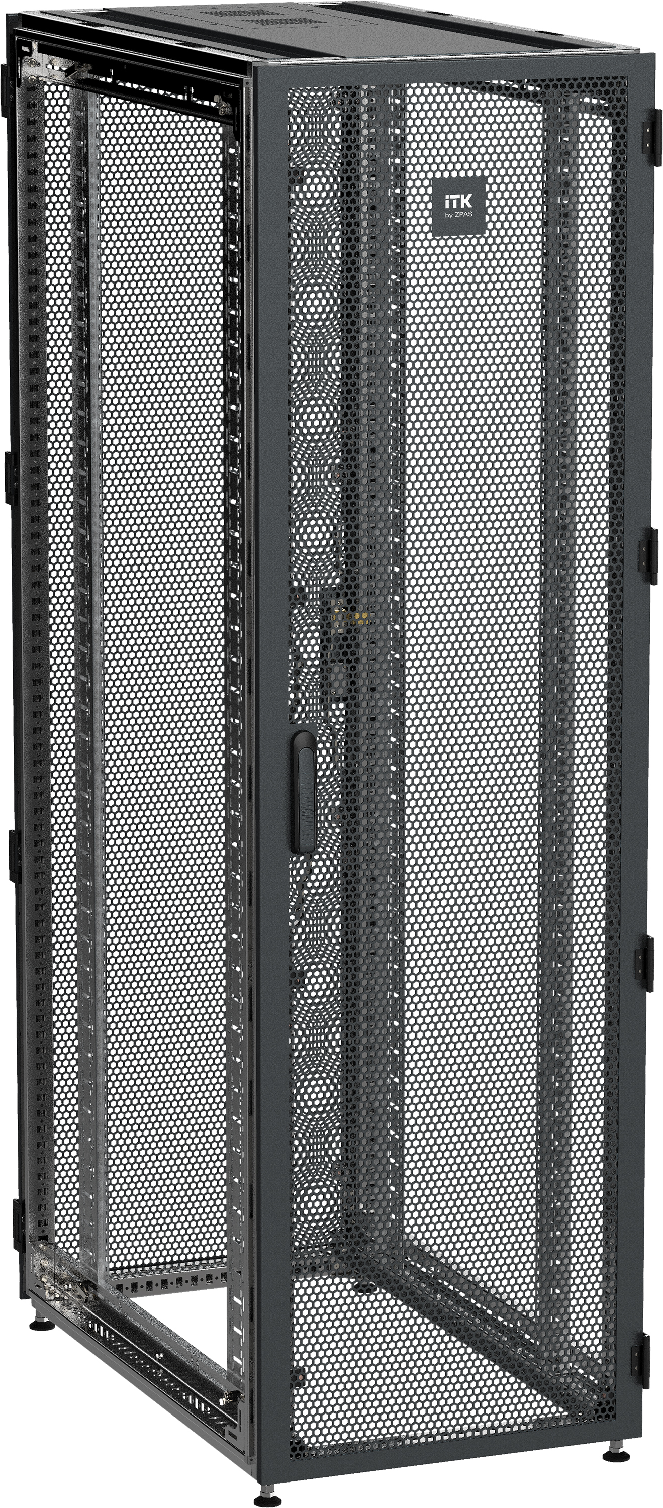 ITK by ZPAS Шкаф серверный 19" 42U 600х1000мм одностворчатые перфорированные двери черный РФ