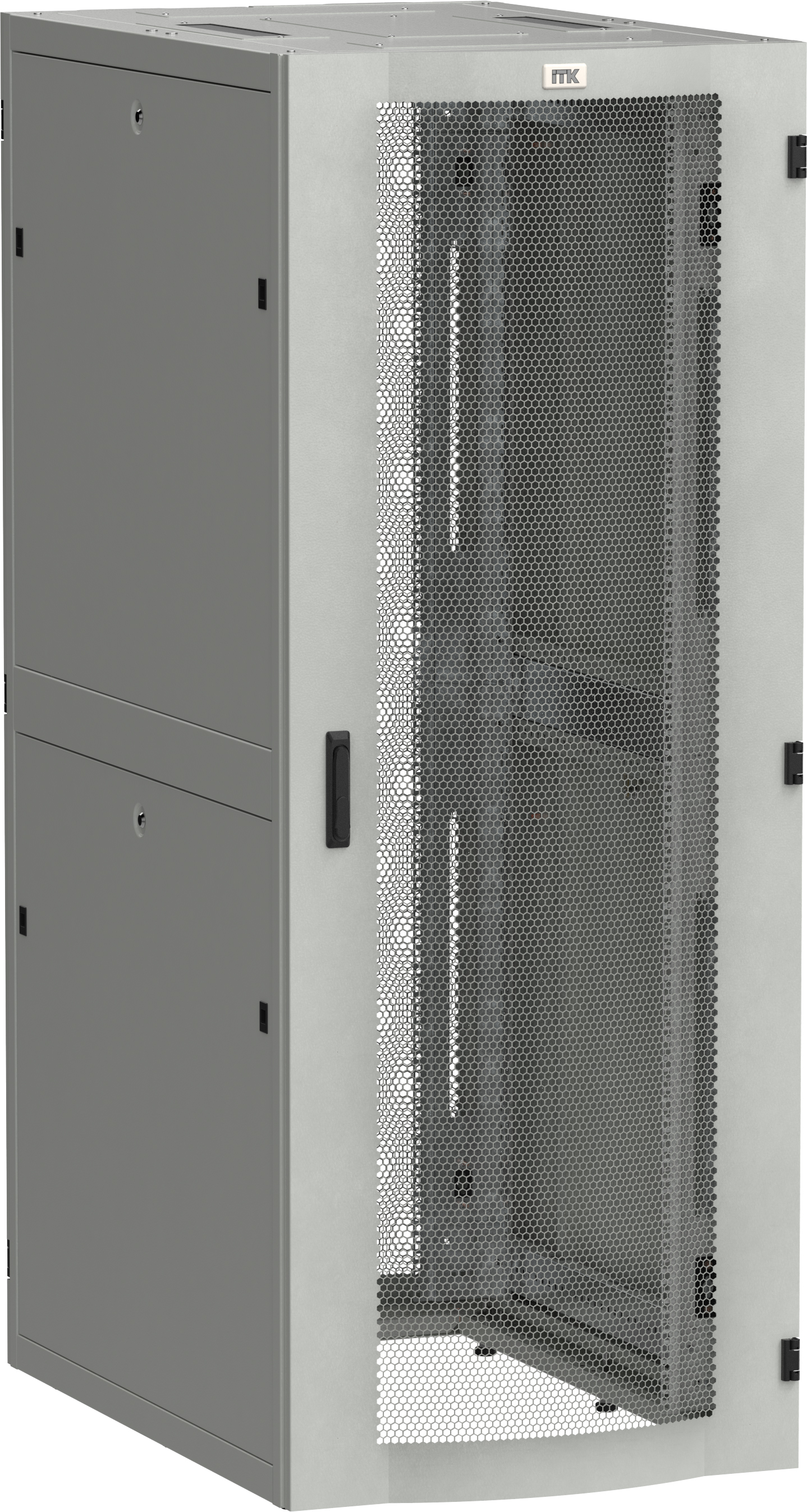 ITK LINEA S Шкаф серверный 19" 48U 800х1000мм передняя дверь двухстворчатая перфорированная задняя дверь перфорированная серый RAL 7035