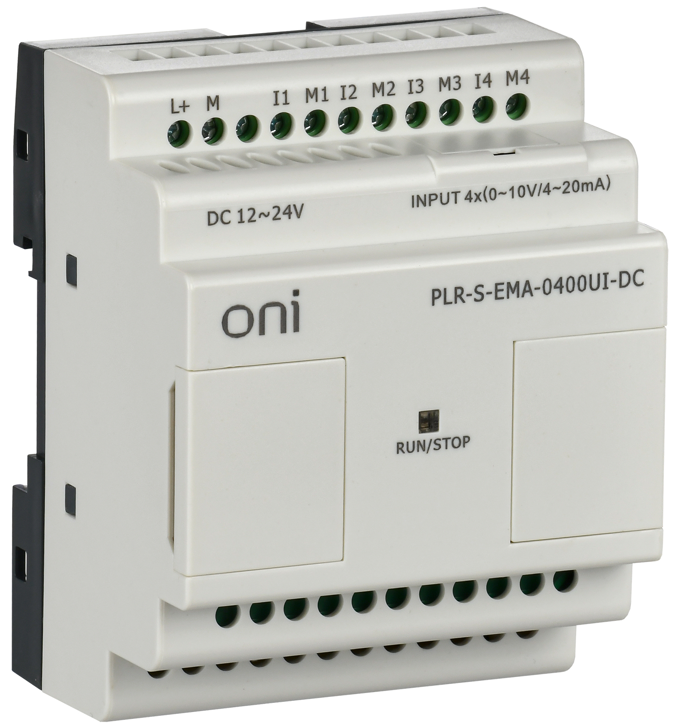 Логическое реле PLR-S ONI. Модуль расширения 4 каналами аналового входа (0-10В/0..20мА). Напряжение питания 12-24 В DC