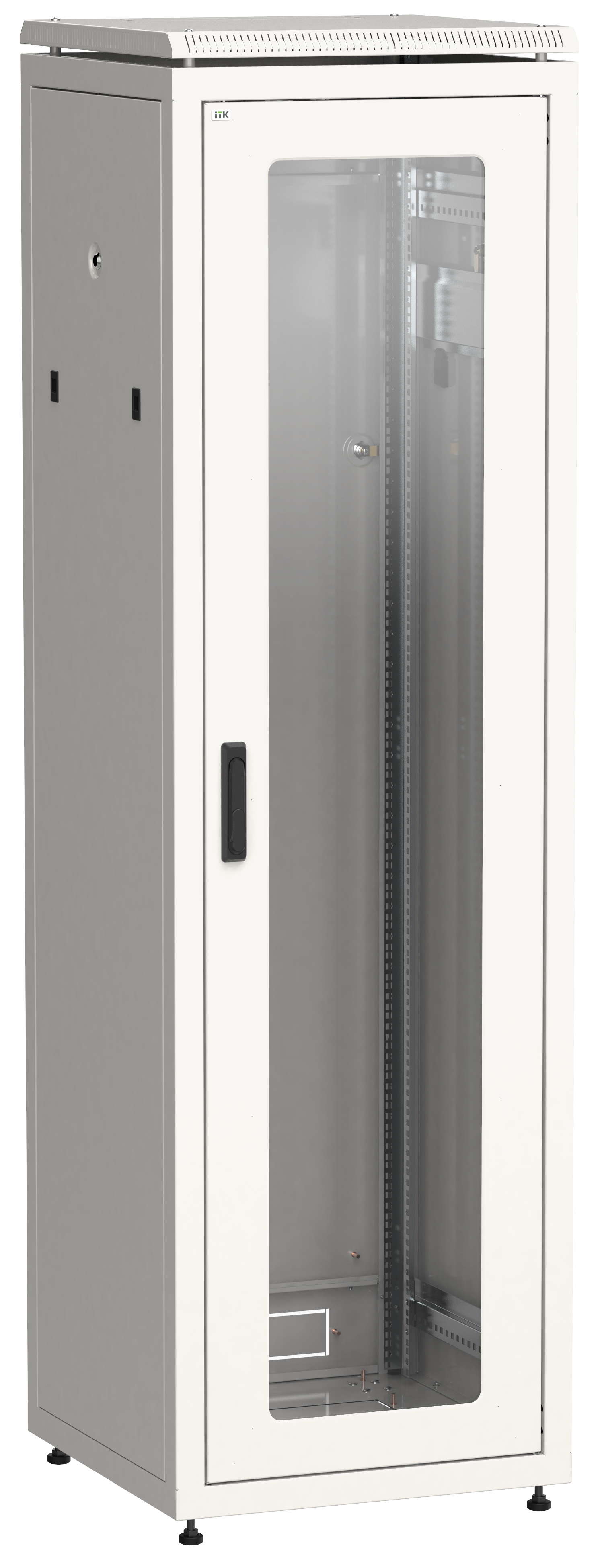 ITK Шкаф сетевой напольный 19" LINEA N 47U 600х600мм стеклянная передняя дверь, задняя металлическая серый