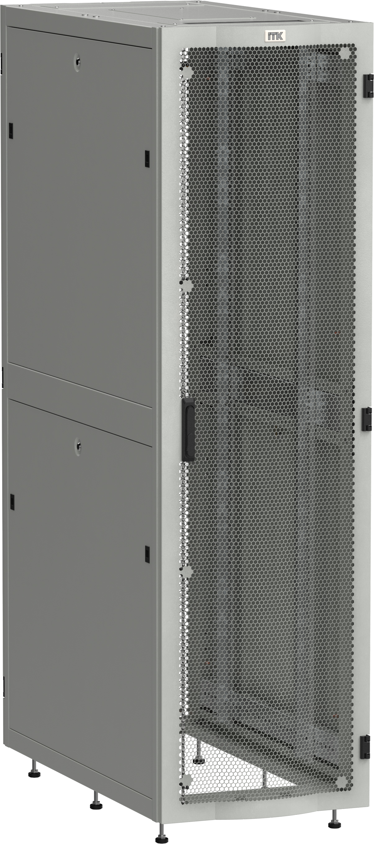 ITK LINEA S Шкаф серверный 19" 33U 600х1200мм передняя дверь двухстворчатая перфорированная задняя дверь перфорированная серый RAL 7035