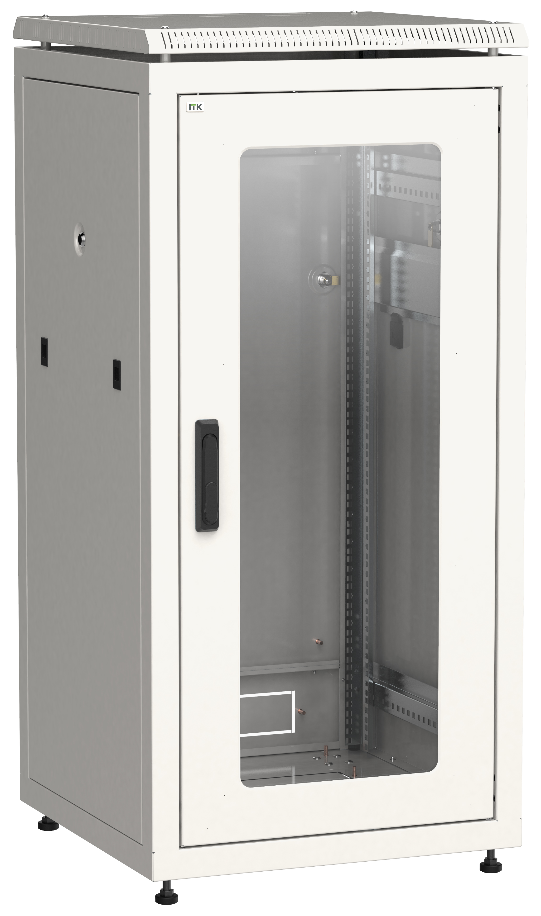 ITK Шкаф сетевой напольный 19" LINEA N 24U 600х600мм стеклянная передняя дверь серый