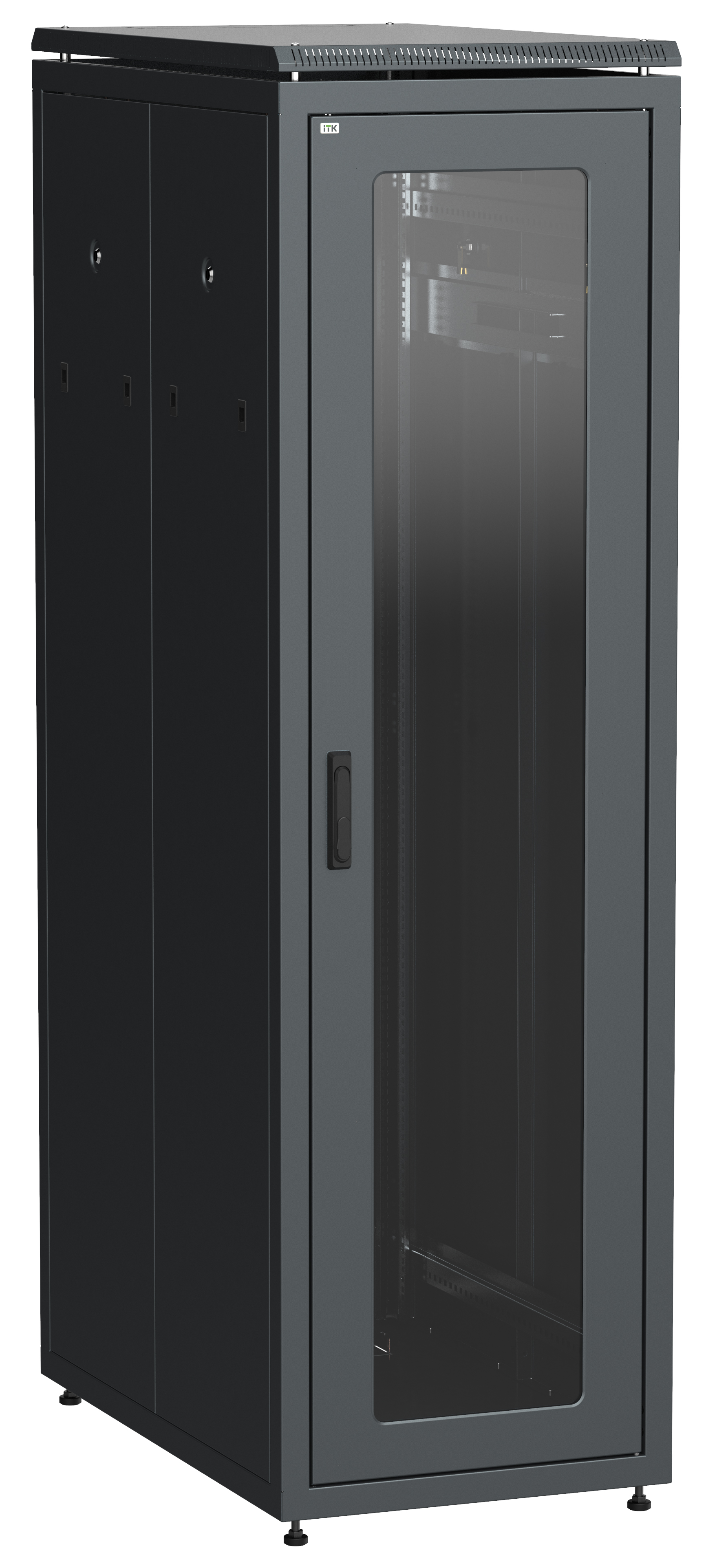 ITK Шкаф сетевой напольный 19" LINEA N 33U 600х1000мм стеклянная передняя дверь черный