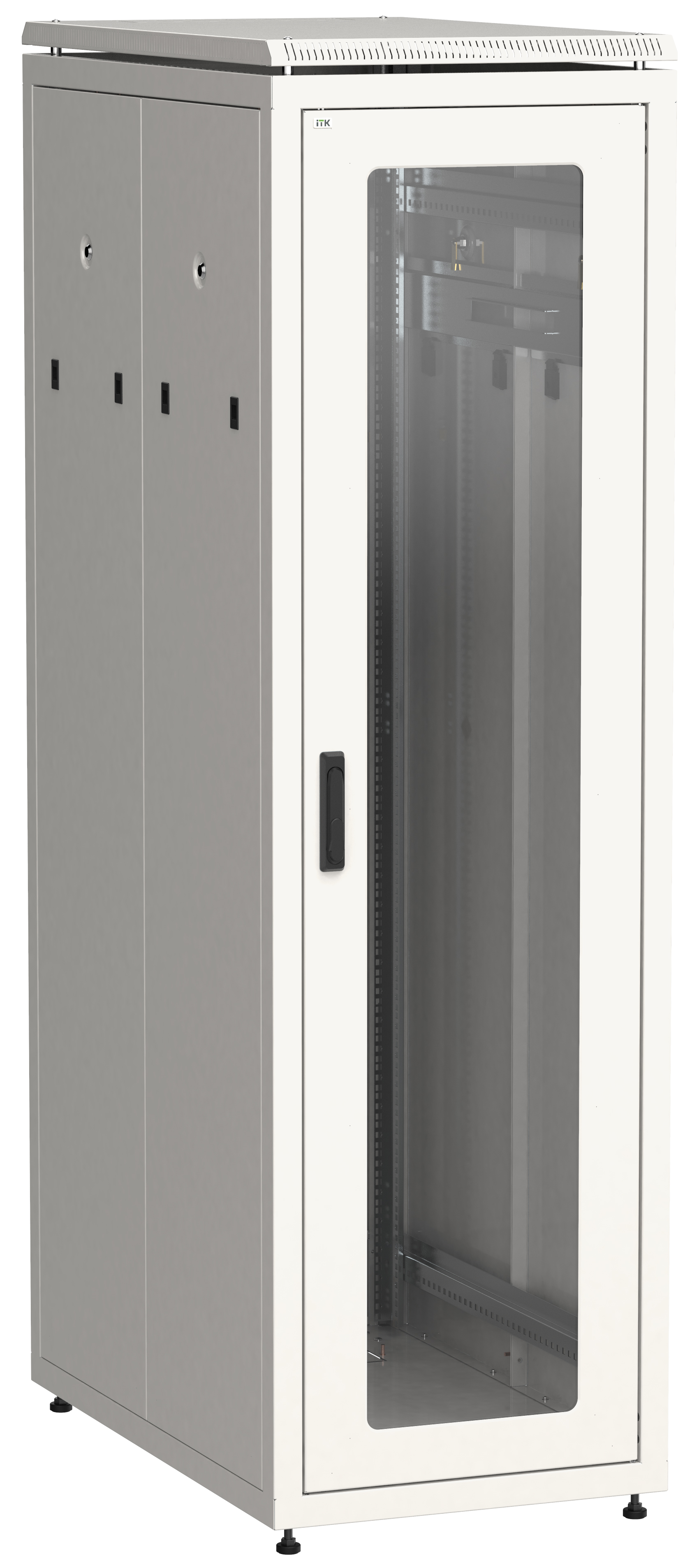ITK LINEA N Шкаф напольный сетевой 19" 33U 800х1000мм стеклянная передняя дверь задняя металлическая серый