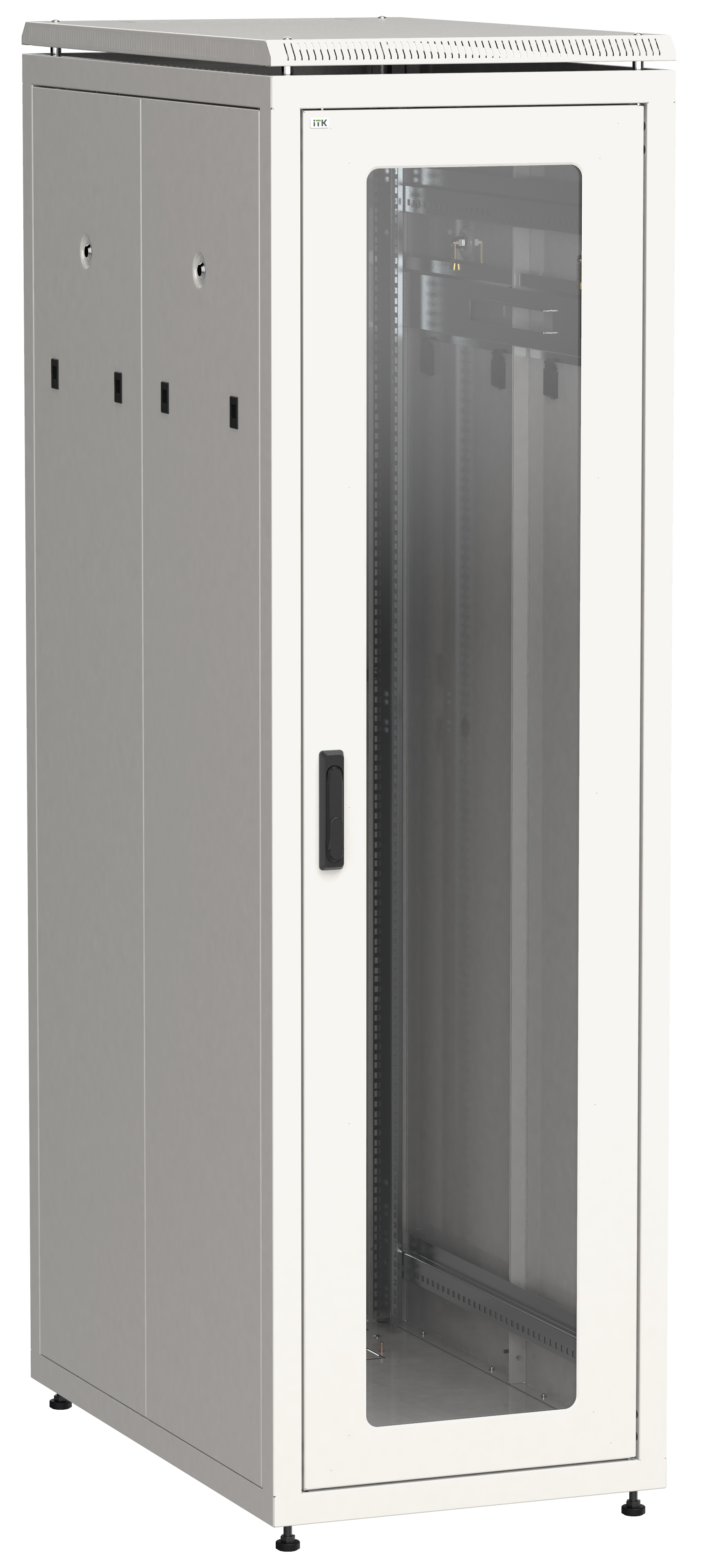 ITK LINEA N Шкаф напольный сетевой 19" 38U 800х1000мм стеклянная передняя дверь задняя перфорированная серый