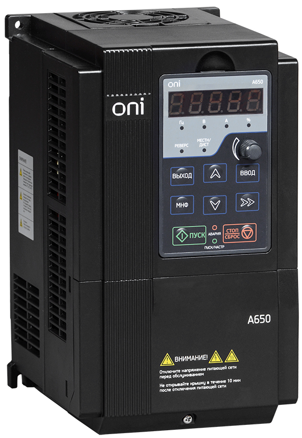 Преобразователь частоты A650 380В 3Ф 1,5кВт 4,2А со встроенным тормозным модулем ONI