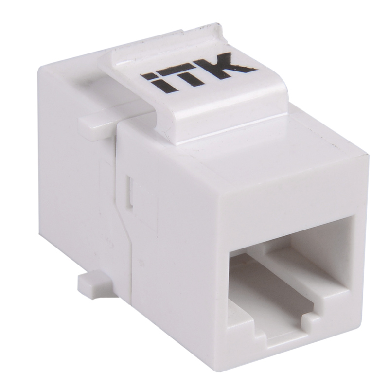 ITK Проходной адаптер кат.5E UTP RJ45-RJ45 (8P8C) тип Keystone Jack белый