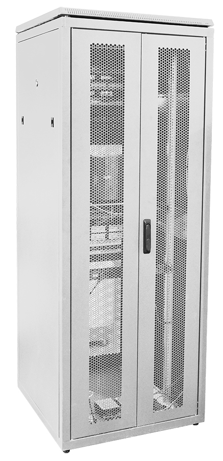 ITK Шкаф сетевой напольный 19" LINEA N 47U 800х800мм двустворчатая перфорированная дверь, задняя перфорированная серый