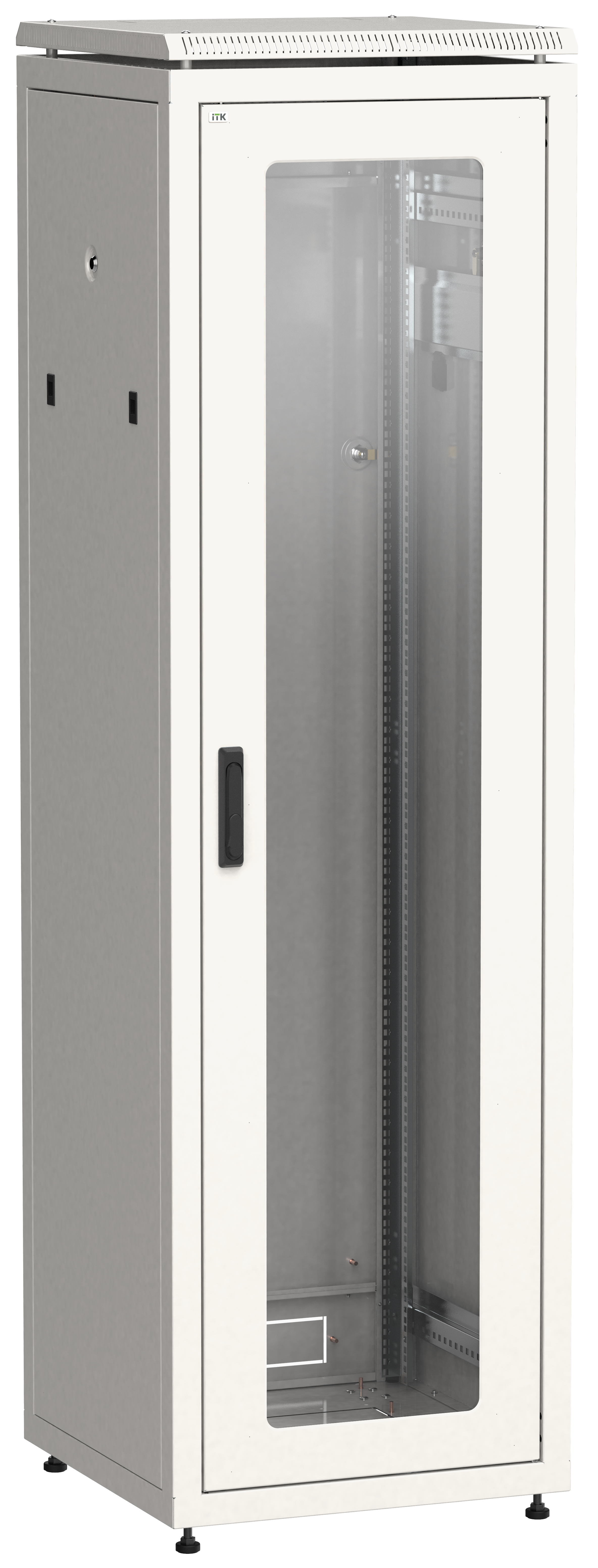 ITK Шкаф сетевой напольный 19" LINEA N 38U 600х600мм стеклянная передняя дверь серый