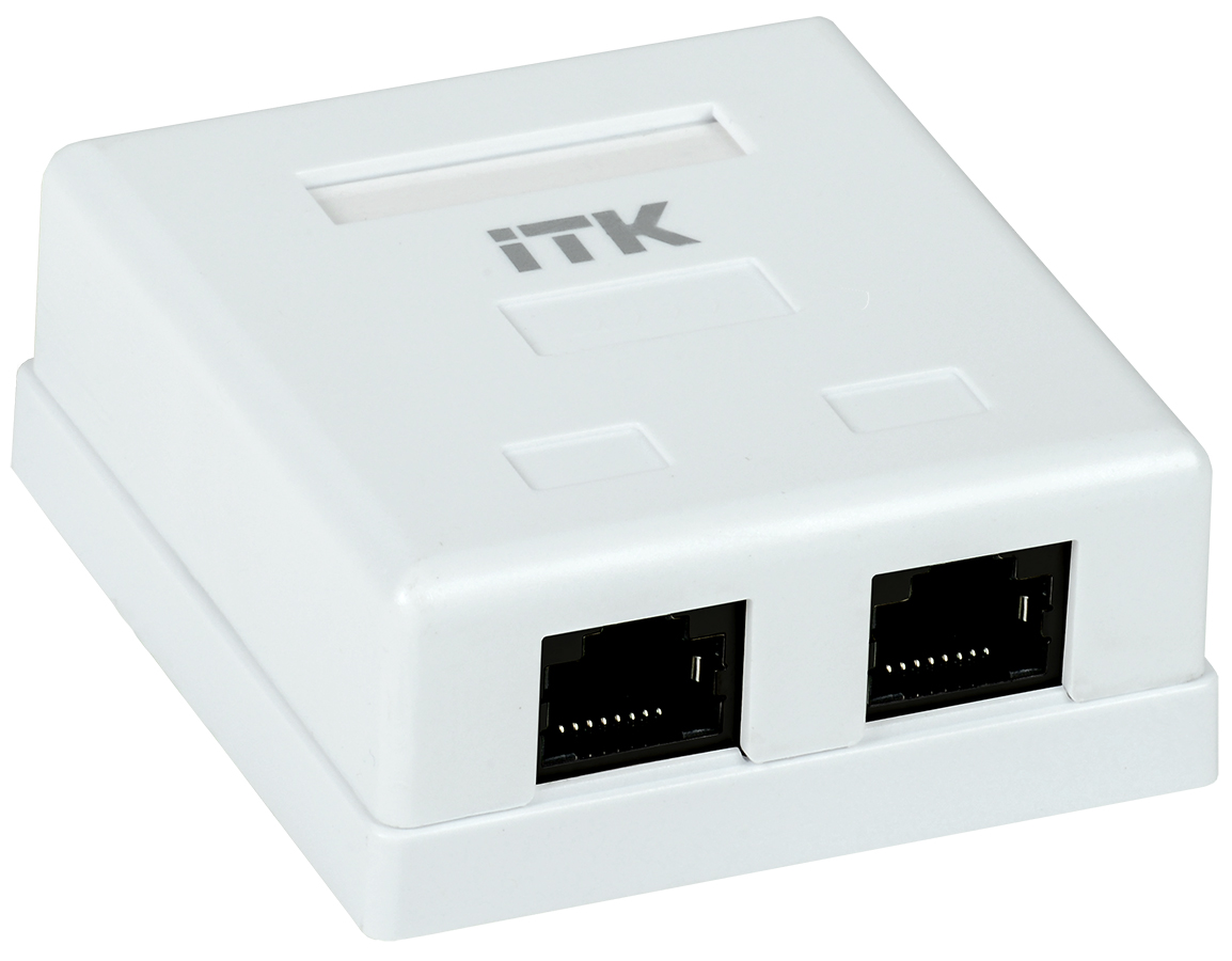 ITK Настенная информационная розетка RJ45 8P8C кат.5E UTP 2-порта белая