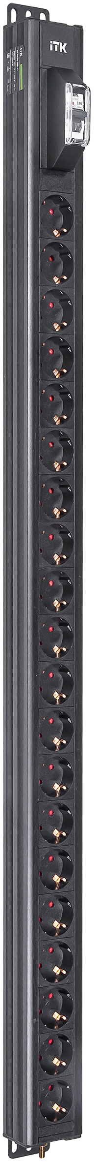 ITK BASE PDU вертикальный PV0101 25U 1 фаза 16А 20 розеток SCHUKO (немецкий стандарт) без кабеля с входным разъемом C20
