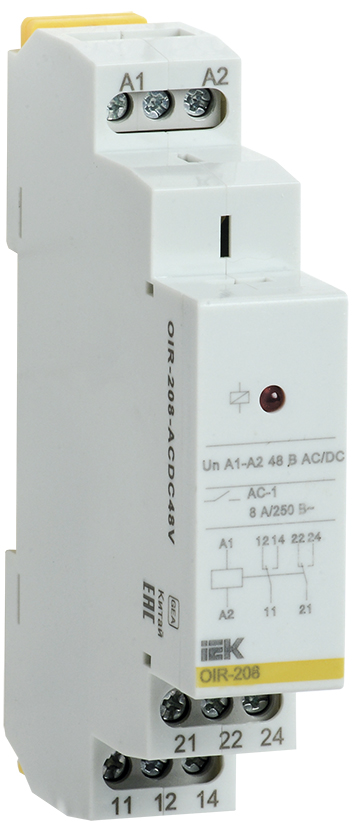 Реле промежуточное модульное OIR 2 контакта 8А 48В AC/DC IEK