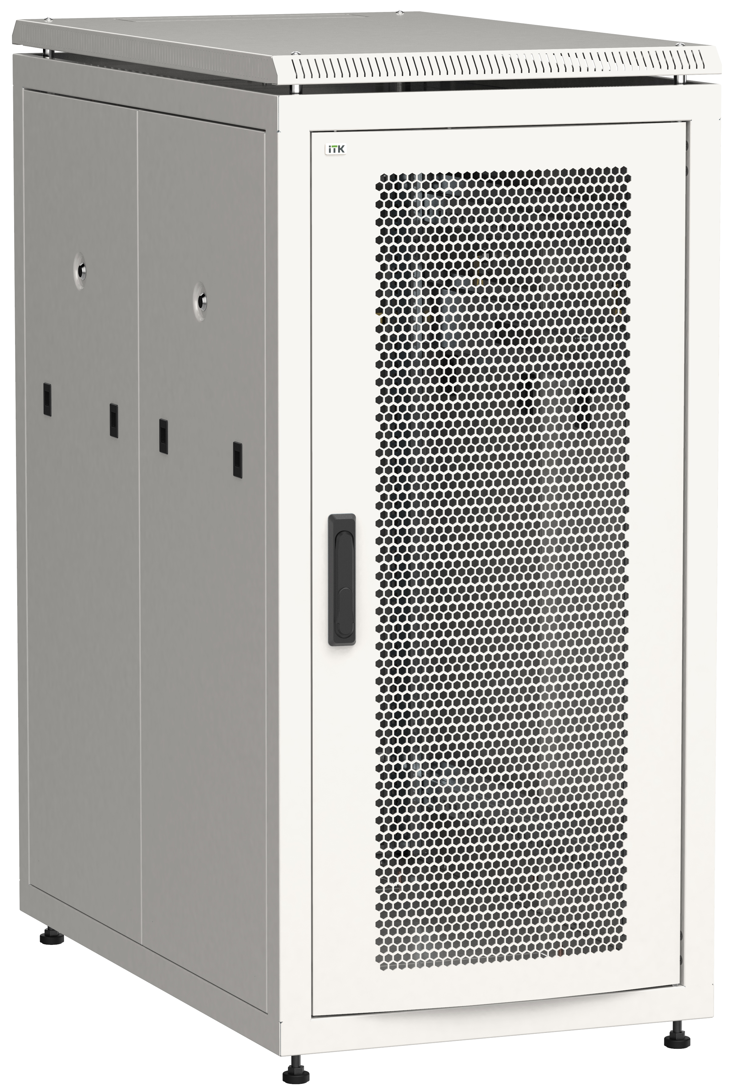 ITK Шкаф сетевой напольный 19" LINEA N 28U 600х1000мм перфорированная передняя дверь серый