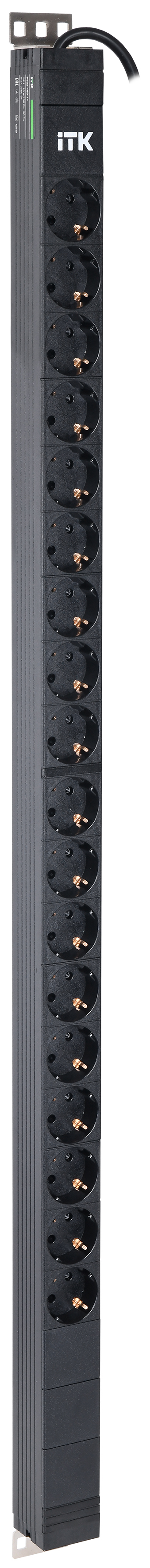 ITK PDU вертикальный 24U 1 фаза 16А 18 розеток Schuko (немецкий стандарт) кабель 3м вилка Schuko (немецкий стандарт)