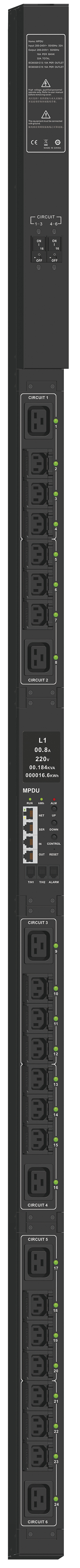 ITK CONTROL PDU с мониторингом и управлением PV1312 1Ф 32А 18С13 6С19 кабель 3м IEC60309
